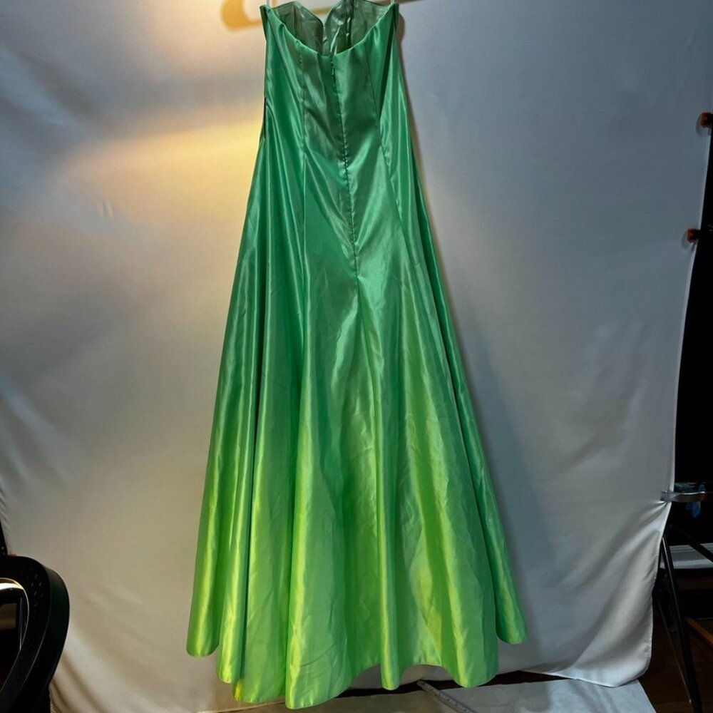 Jessica McClintock Gunne Sax Strapless Satin Ball Gown Lime/Black 5 HOLIDAY - Picture 15 of 16